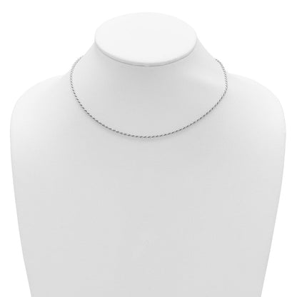 18 Zoll Sterlingsilber Rhodiniert Plt 2mm Diamantiert Kordel 1 Zoll+1 Zoll Verstellbar Halskette