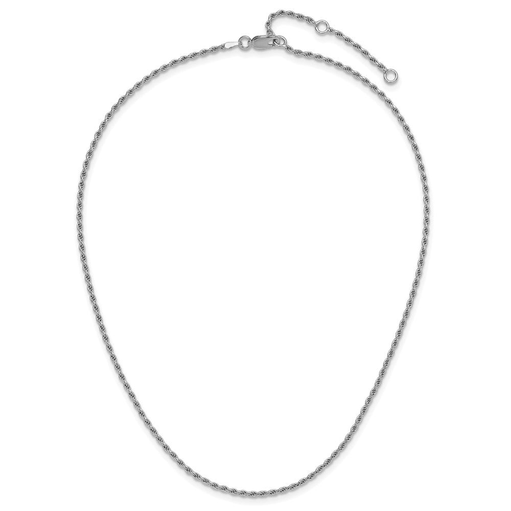 18 Zoll Sterlingsilber Rhodiniert Plt 2mm Diamantiert Kordel 1 Zoll+1 Zoll Verstellbar Halskette