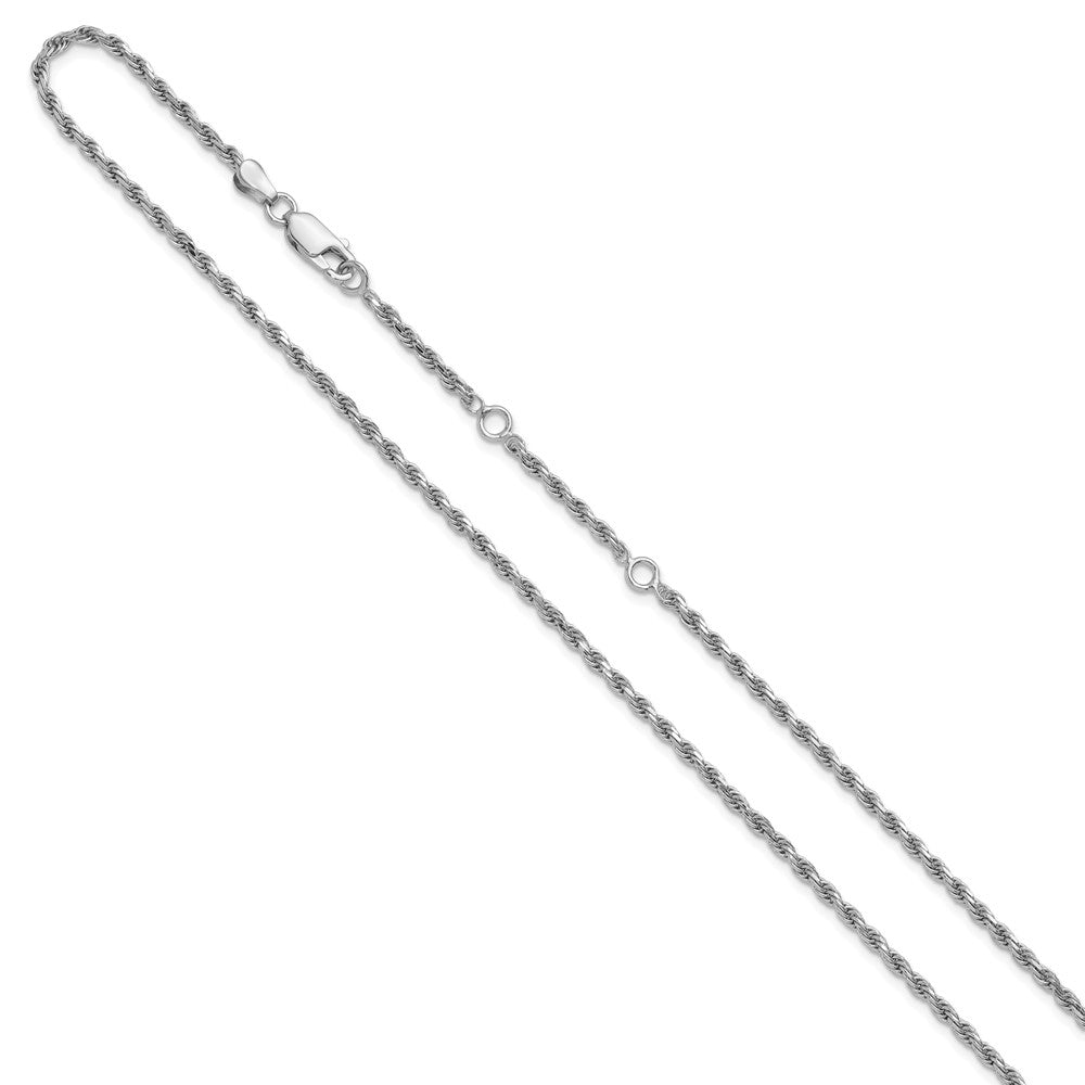 18 Zoll Sterlingsilber Rhodiniert Plt 2.2mm Diamantiert Kordel 1 Zoll+1 Zoll Verstellbar Halskette