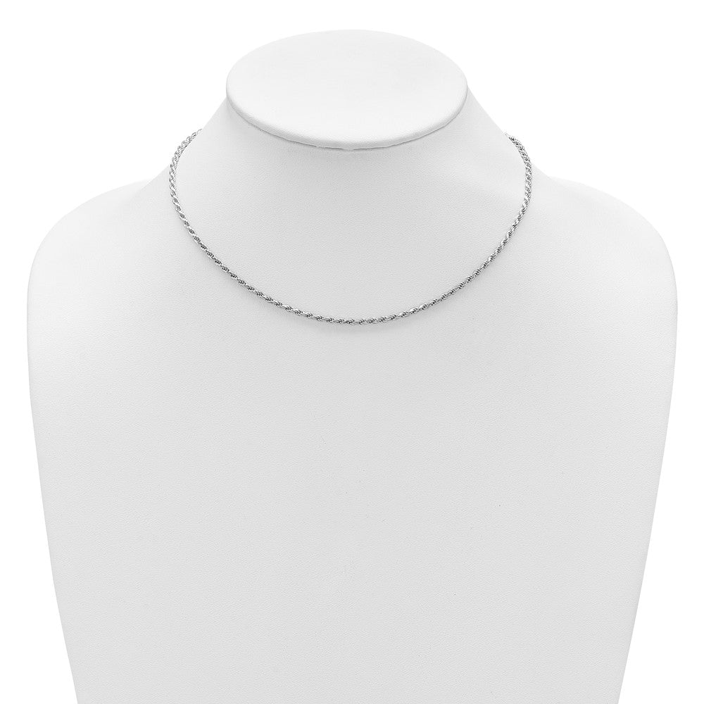18 Zoll Sterlingsilber Rhodiniert Plt 2.2mm Diamantiert Kordel 1 Zoll+1 Zoll Verstellbar Halskette
