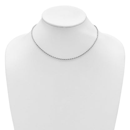18 Zoll Sterlingsilber Rhodiniert Plt 2.2mm Diamantiert Kordel 1 Zoll+1 Zoll Verstellbar Halskette