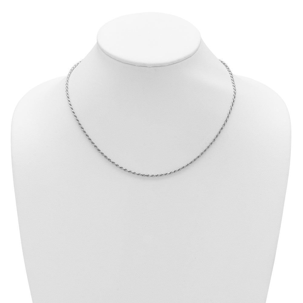 18 Zoll Sterlingsilber Rhodiniert Plt 2.2mm Diamantiert Kordel 1 Zoll+1 Zoll Verstellbar Halskette