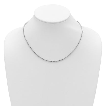 18 Zoll Sterlingsilber Rhodiniert Plt 2.2mm Diamantiert Kordel 1 Zoll+1 Zoll Verstellbar Halskette