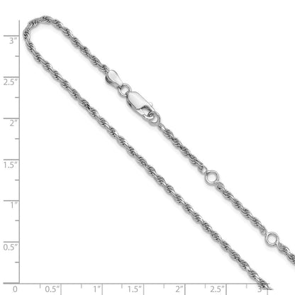 18 Zoll Sterlingsilber Rhodiniert Plt 2.2mm Diamantiert Kordel 1 Zoll+1 Zoll Verstellbar Halskette