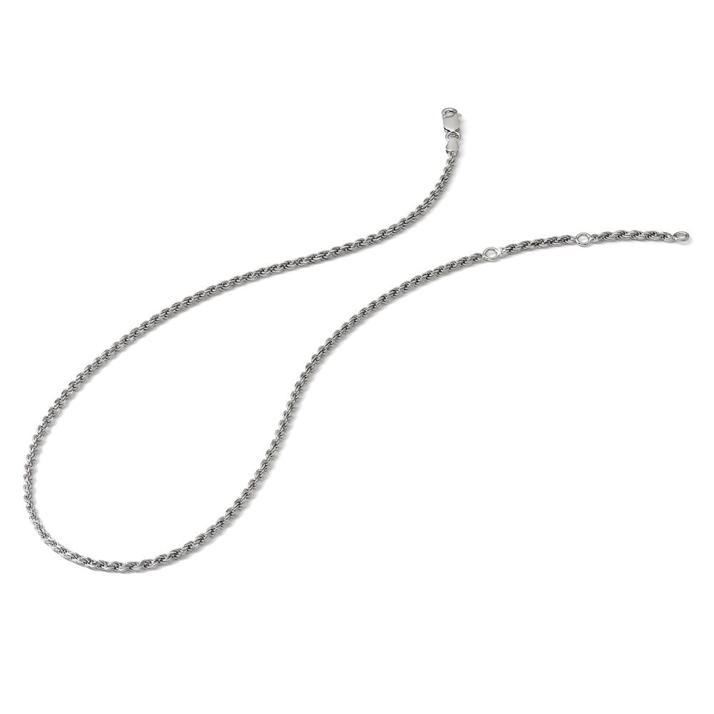 18 Zoll Sterlingsilber Rhodiniert Plt 2.2mm Diamantiert Kordel 1 Zoll+1 Zoll Verstellbar Halskette