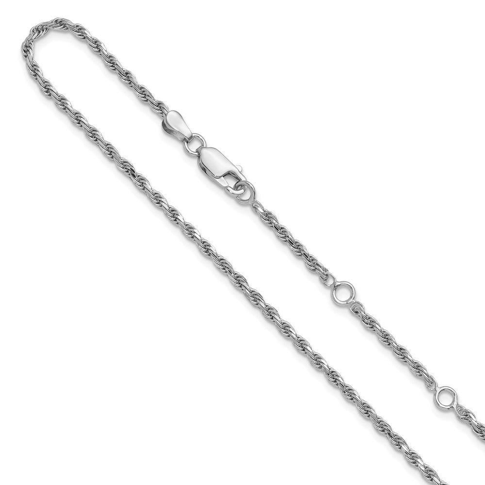 18 Zoll Sterlingsilber Rhodiniert Plt 2.2mm Diamantiert Kordel 1 Zoll+1 Zoll Verstellbar Halskette