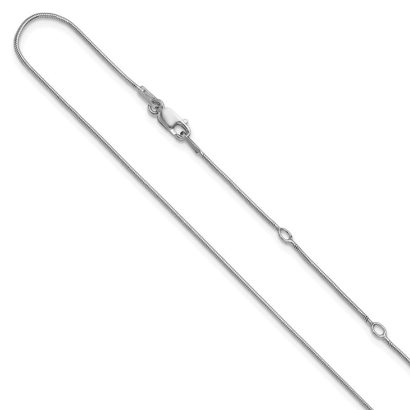18 Zoll Sterlingsilber Ss Rhodiniert Platin.95mm Rund Schlange 1 Zoll+1 Zoll Verstellbar Halskette