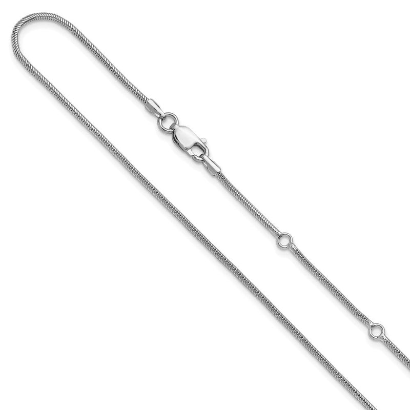 18 Zoll Sterlingsilber Ss Rhodiniert Platin 1.4mm Rund Schlange 1 Zoll+1 Zoll Verstellbar Halskette