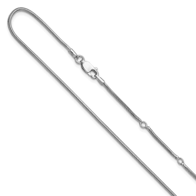 18 Zoll Sterlingsilber Ss Rhodiniert Platin 1.6mm Rund Schlange 1 Zoll+1 Zoll Verstellbar Halskette