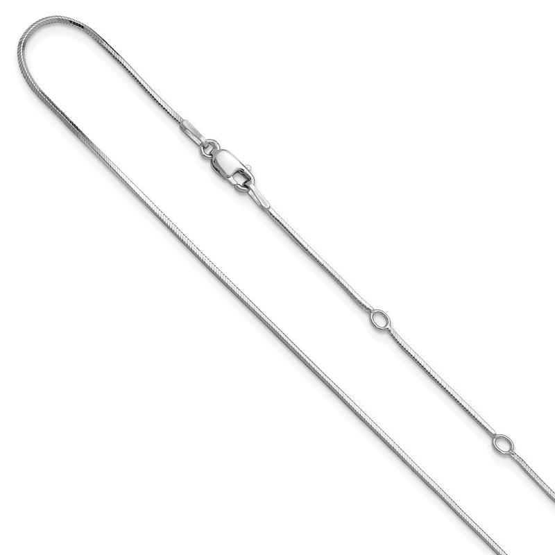 18 Zoll Sterlingsilber Ss Rhodiniert 1mm Diamantiert Quadratisch Schlange 1 Zoll+1 Zoll Verstellbar Halskette