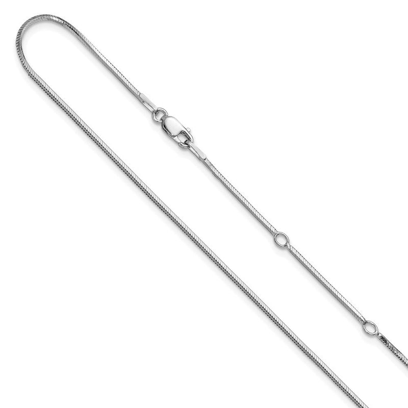 18 Zoll Sterlingsilber Ss Rhodiniert 1.2mm Diamantiert Quadratisch Schlange 1 Zoll+1 Zoll Verstellbar Halskette