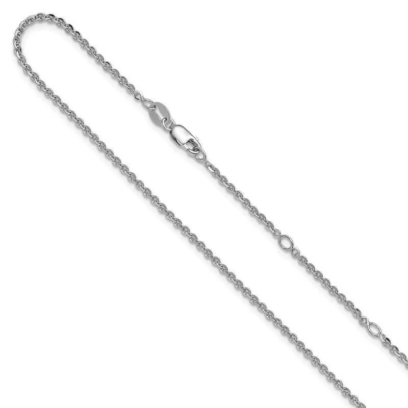 18 Zoll Sterlingsilber Ss Rhodiniert Platte Poliert/dia Schliff 1.8mm Ankerkette 1 Zoll+1 Zoll Verstellbar Halskette