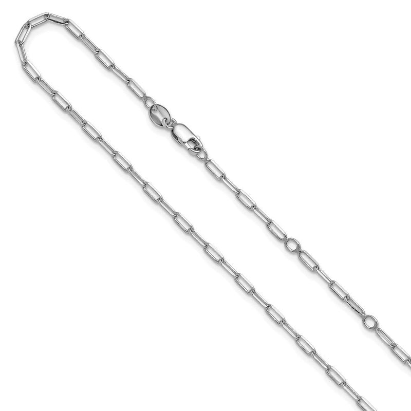 18 Zoll Sterlingsilber Rhodiniert Plt 2.3mm Büroklammer 1 Zoll+1 Zoll Verstellbar Halskette