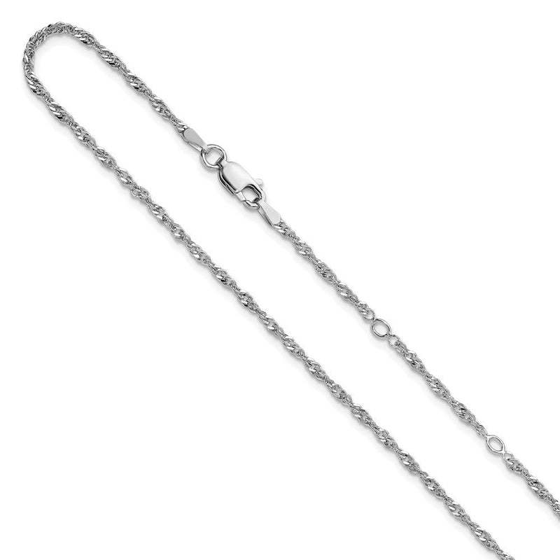 18 Zoll Sterlingsilber Rhodiniert 2mm Singapurkette 1 Zoll+1 Zoll Verstellbar Halskette