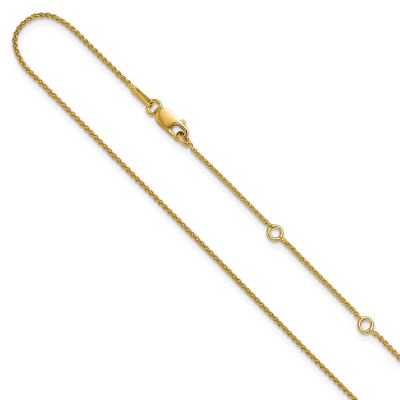 18 Zoll Vergoldet Sterlingsilber 1mm Ährenkette 1 Zoll+1 Zoll Verstellbar Halskette