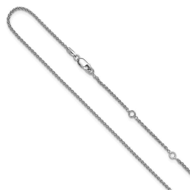 18 Zoll Sterlingsilber Rhodiniert 1.5mm Ährenkette 1 Zoll+1 Zoll Verstellbar Halskette