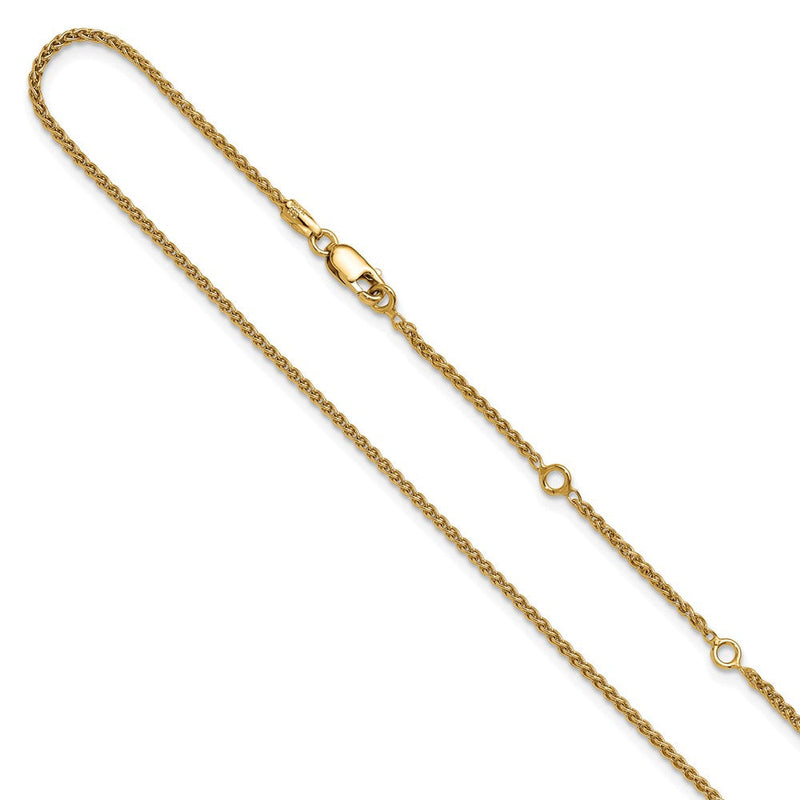 18 Zoll Vergoldet Sterlingsilber 1.5mm Ährenkette 1 Zoll+1 Zoll Verstellbar Halskette