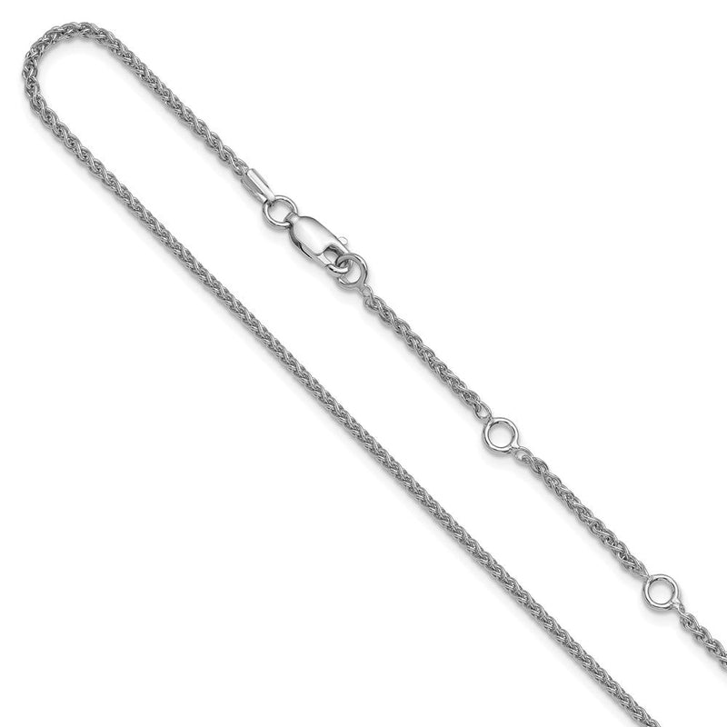 18 Zoll Sterlingsilber Rhodiniert 1.6mm Ährenkette 1 Zoll+1 Zoll Verstellbar Halskette