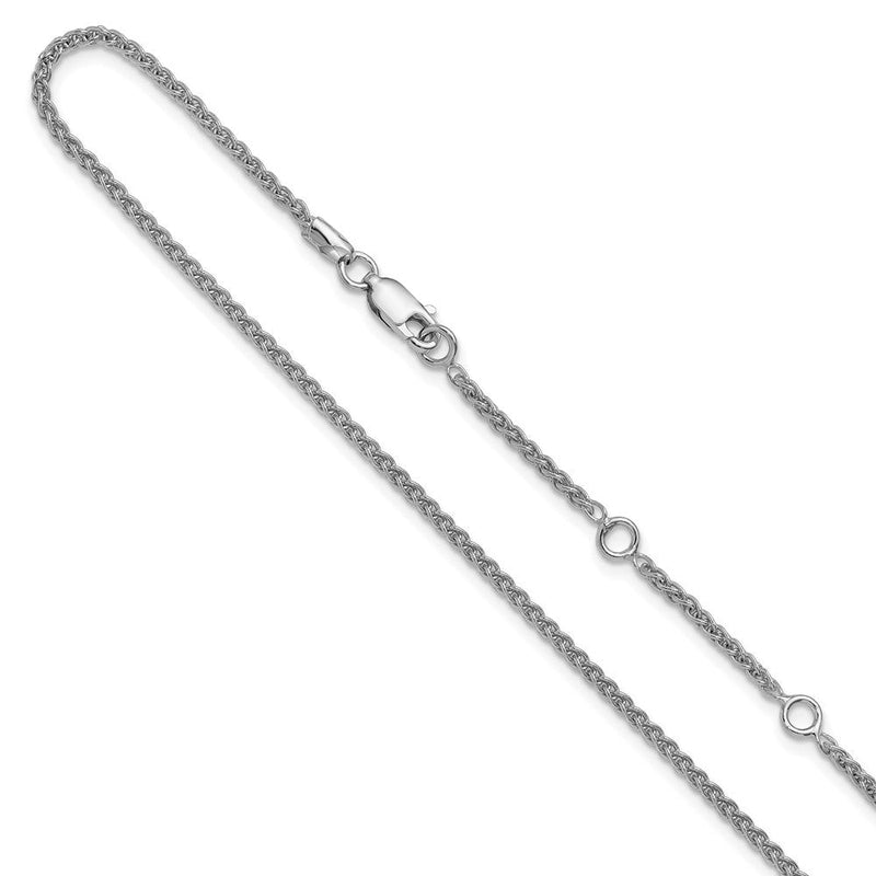 18 Zoll Sterlingsilber Rhodiniert 1.9mm Ährenkette 1 Zoll+1 Zoll Verstellbar Halskette