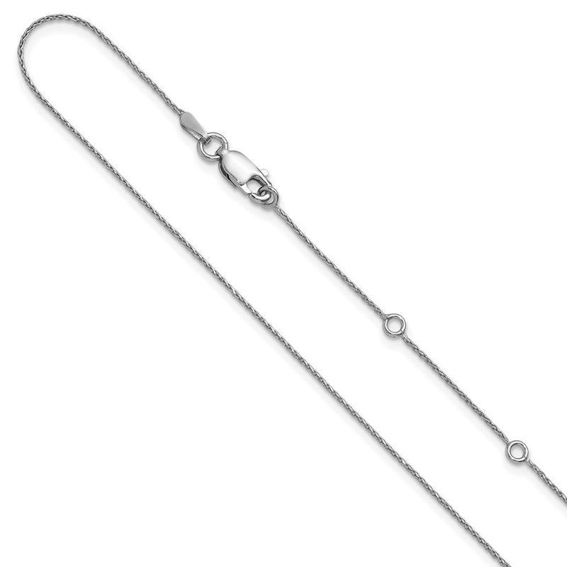18 Zoll Sterlingsilber Rhodiniert Plt.85mm Diamantiert Ährenkette 1 Zoll+1 Zoll Verstellbar Halskette