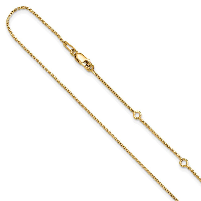 18 Zoll Vergoldet Sterlingsilber 1mm Diamantiert Ährenkette 1 Zoll+1 Zoll Verstellbar Halskette