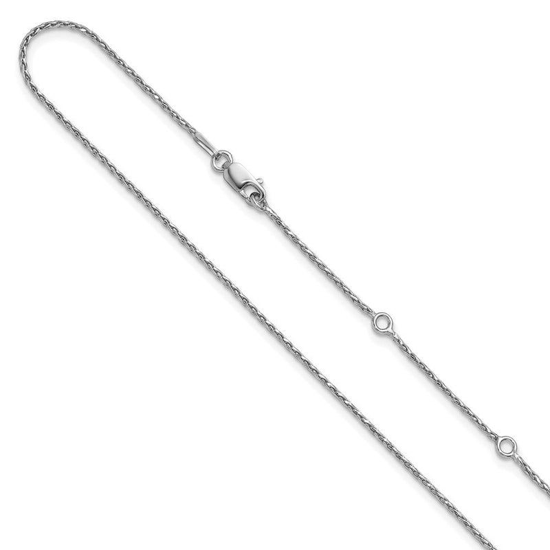 18 Zoll Sterlingsilber Rhodiniert Plt 1.2mm Diamantiert Ährenkette 1 Zoll+1 Zoll Verstellbar Halskette