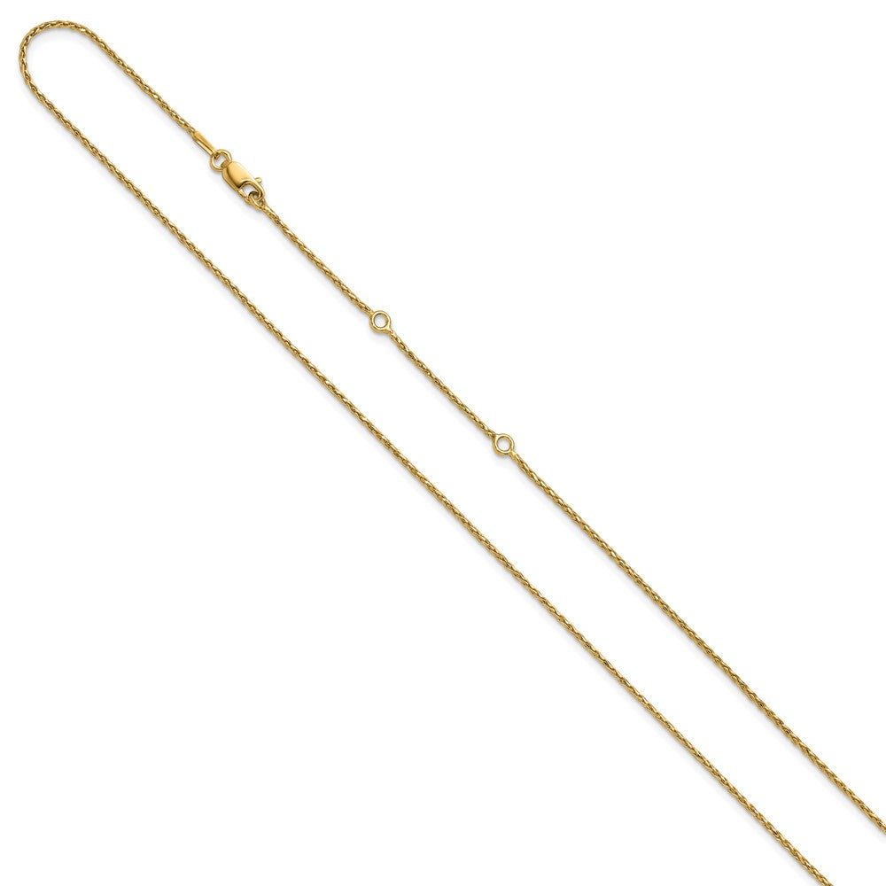 Vergoldet Sterlingsilber 1.2mm Diamantiert Ährenkette 1 Zoll+1 Zoll Verstellbar Cha