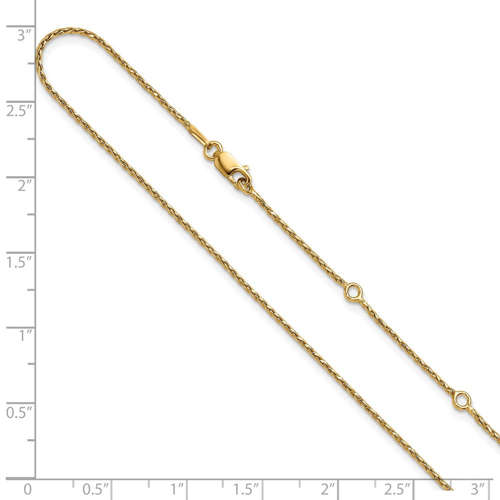 Vergoldet Sterlingsilber 1.2mm Diamantiert Ährenkette 1 Zoll+1 Zoll Verstellbar Cha