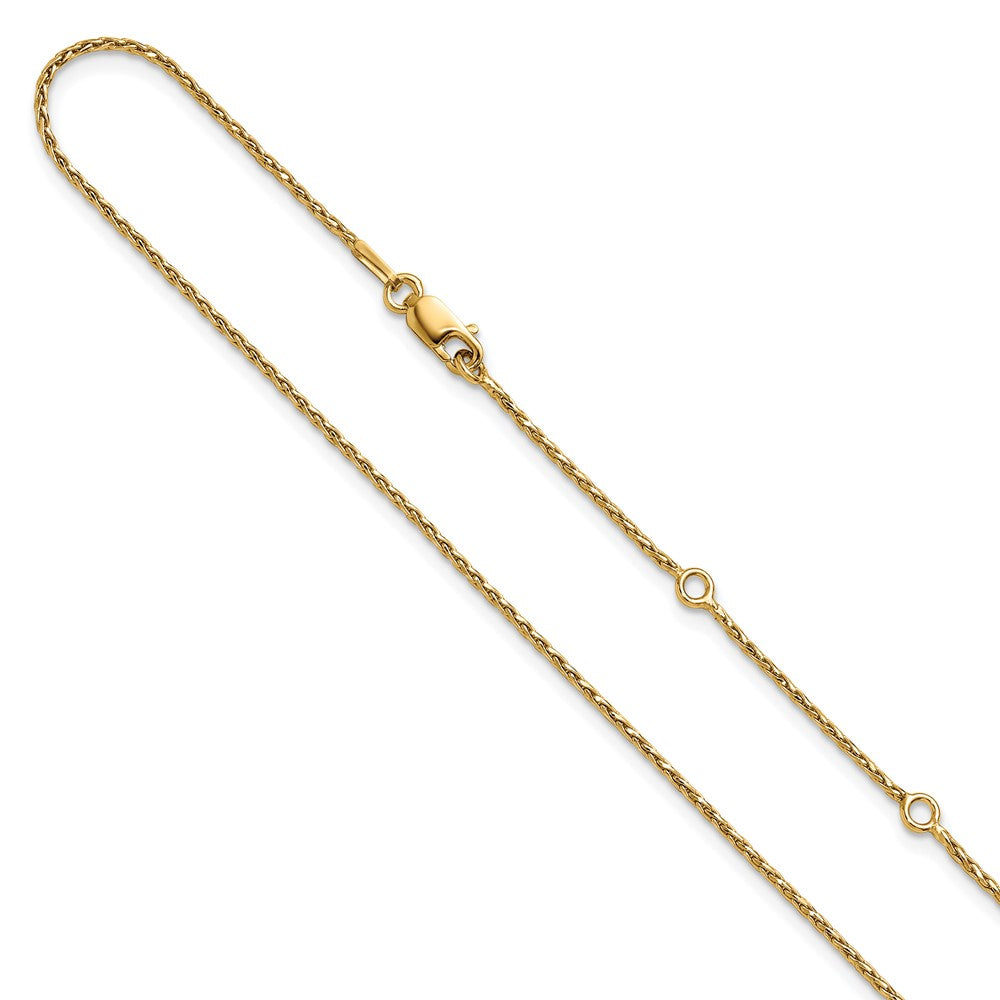 Vergoldet Sterlingsilber 1.2mm Diamantiert Ährenkette 1 Zoll+1 Zoll Verstellbar Cha