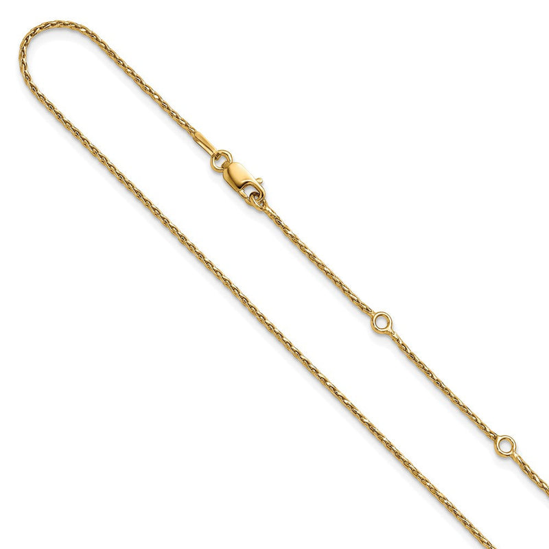 Vergoldet Sterlingsilber 1.2mm Diamantiert Ährenkette 1 Zoll+1 Zoll Verstellbar Cha