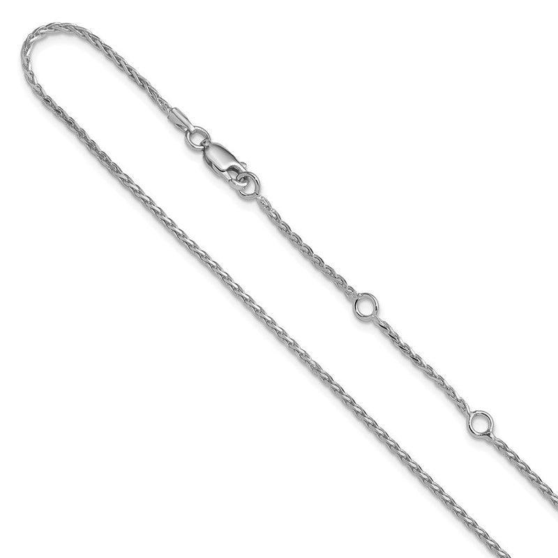 18 Zoll Sterlingsilber Rhodiniert Plt 1.6mm Diamantiert Ährenkette 1 Zoll+1 Zoll Verstellbar Halskette