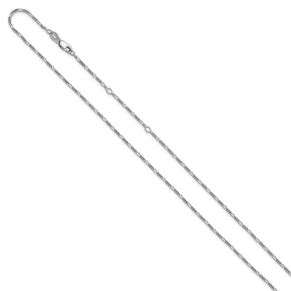 18 Zoll Sterlingsilber Rhodiniert 1.45mm Figaro 1 Zoll+1 Zoll Verstellbar Halskette
