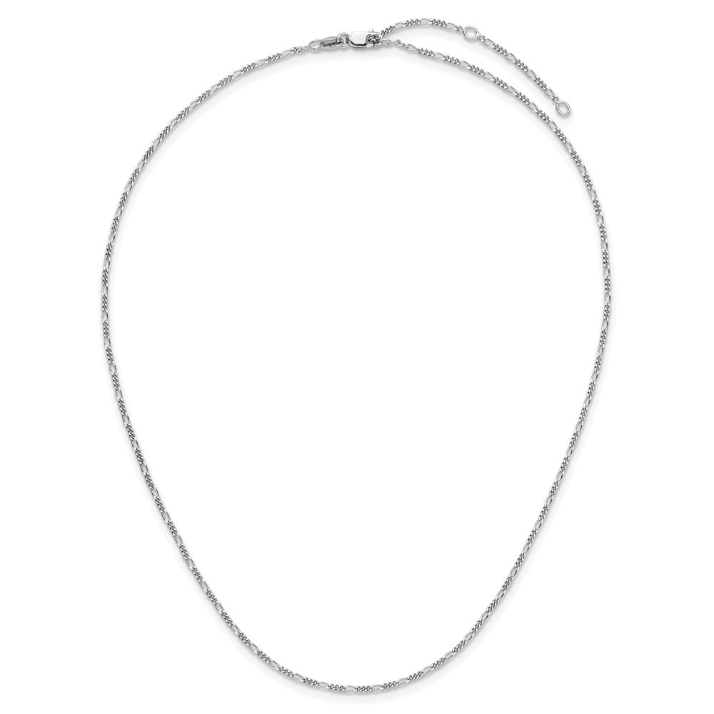 18 Zoll Sterlingsilber Rhodiniert 1.45mm Figaro 1 Zoll+1 Zoll Verstellbar Halskette