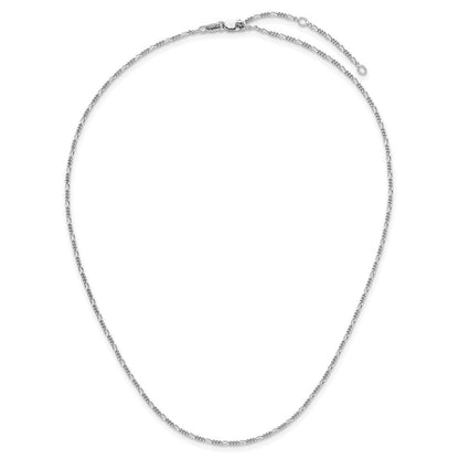 18 Zoll Sterlingsilber Rhodiniert 1.45mm Figaro 1 Zoll+1 Zoll Verstellbar Halskette