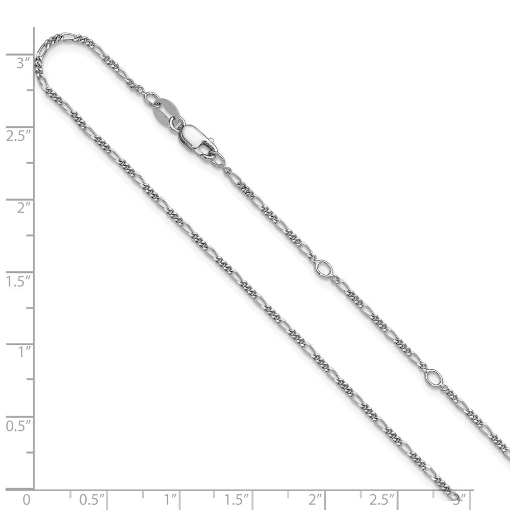 18 Zoll Sterlingsilber Rhodiniert 1.45mm Figaro 1 Zoll+1 Zoll Verstellbar Halskette