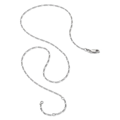 18 Zoll Sterlingsilber Rhodiniert 1.45mm Figaro 1 Zoll+1 Zoll Verstellbar Halskette