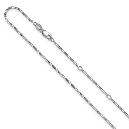 18 Zoll Sterlingsilber Rhodiniert 1.45mm Figaro 1 Zoll+1 Zoll Verstellbar Halskette