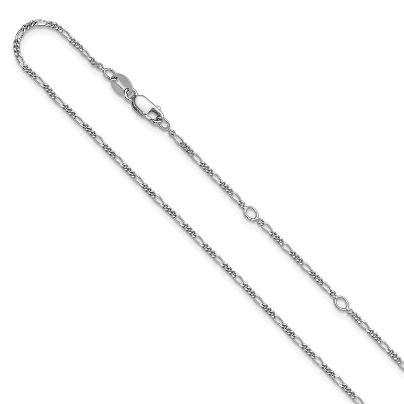 18 Zoll Sterlingsilber Rhodiniert 1.45mm Figaro 1 Zoll+1 Zoll Verstellbar Halskette