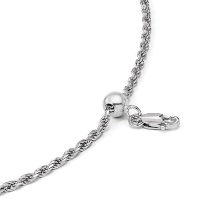 Sterlingsilber Verstellbar 2mm Diamantiert Kordel Halskette