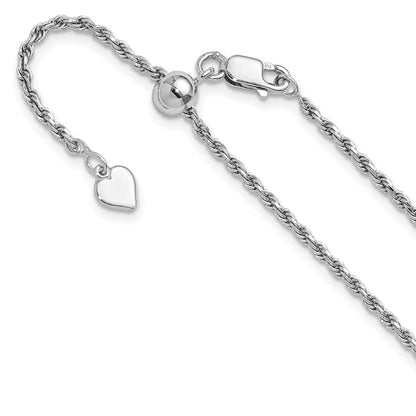 Sterlingsilber Verstellbar 2mm Diamantiert Kordel Halskette