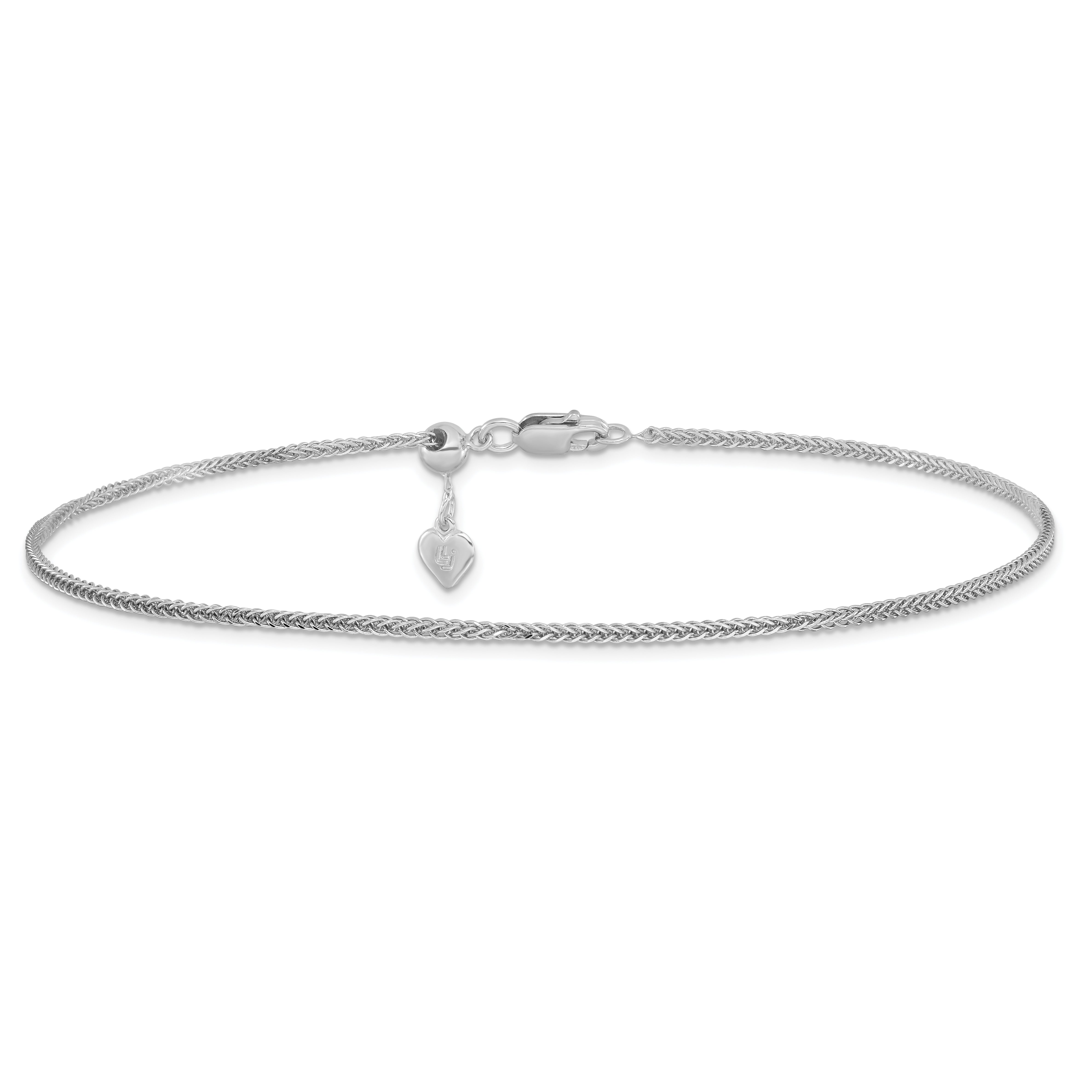 Sterlingsilber Rhodiniert Verstellbar Weizen Kette Fußkettchen