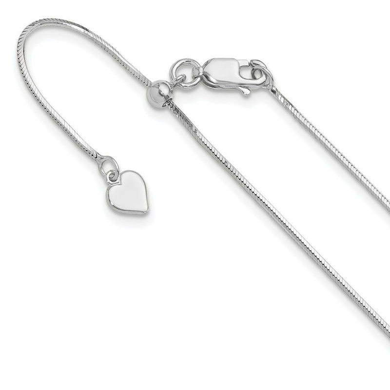 Sterlingsilber Rhodiniert Plt Verstellbar 1mm Diamantiert Quadratisch Schlange Halskette
