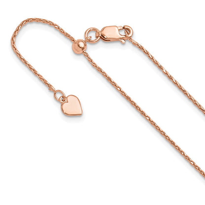 Sterlingsilber Rose Vergoldet Verstellbar 1.1mm Diamantiert Ährenkette Halskette