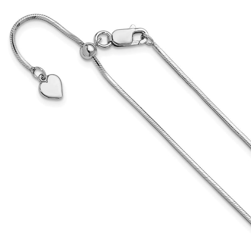 Sterlingsilber Rhodiniert Plt Verstellbar 1.2mm Diamantiert Quadratisch Schlange Halskette