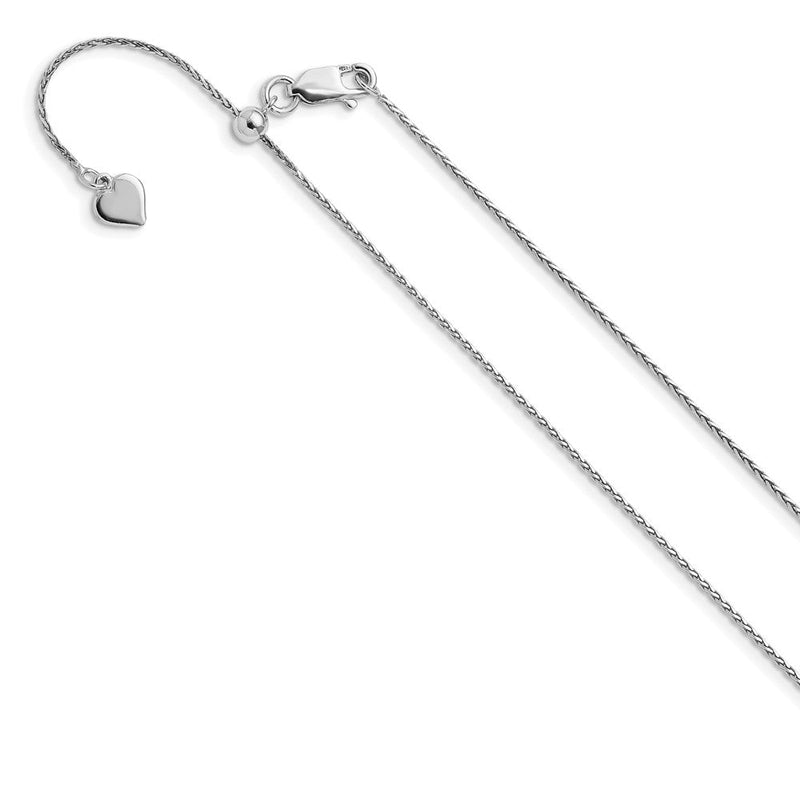 Sterlingsilber Rhodiniert Verstellbar.95mm Diamantiert Ährenkette Halskette