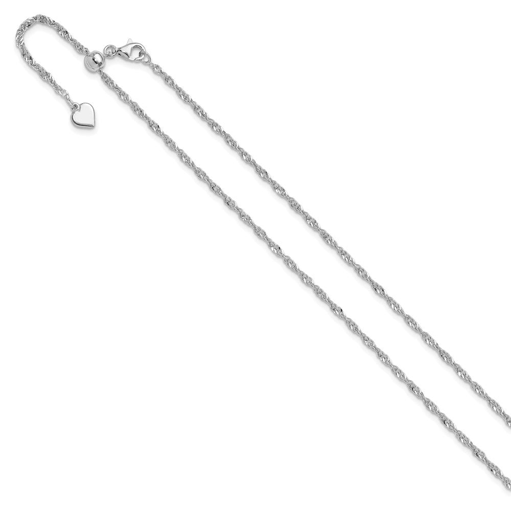 Sterlingsilber Rhodiniert Verstellbar 2mm Singapurkette Halskette