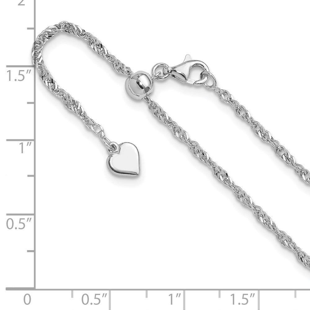 Sterlingsilber Rhodiniert Verstellbar 2mm Singapurkette Halskette