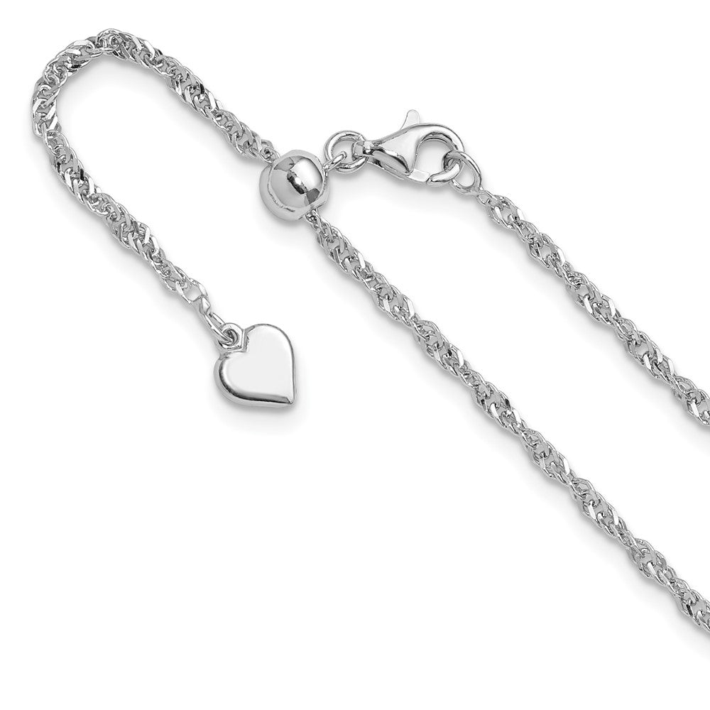Sterlingsilber Rhodiniert Verstellbar 2mm Singapurkette Halskette