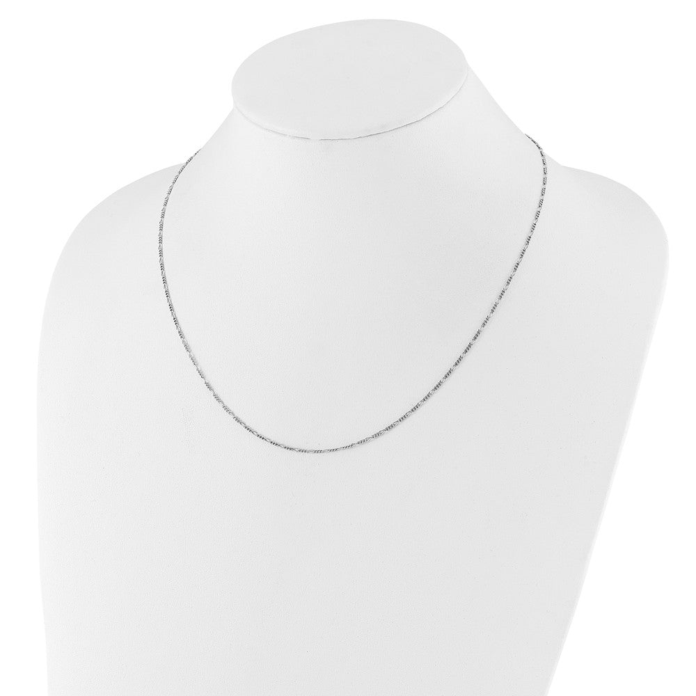 Sterlingsilber Rhodiniert Verstellbar 1.55mm Figaro Halskette