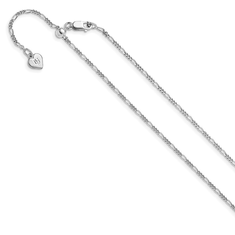 Sterlingsilber Rhodiniert Verstellbar 1.55mm Figaro Halskette